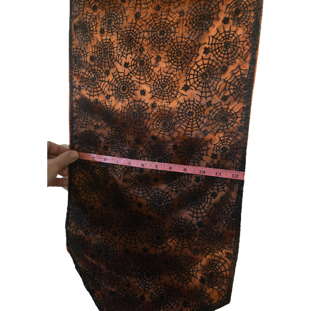 Hallmark Halloween Spider Web Table Runner with Tassels Glitter